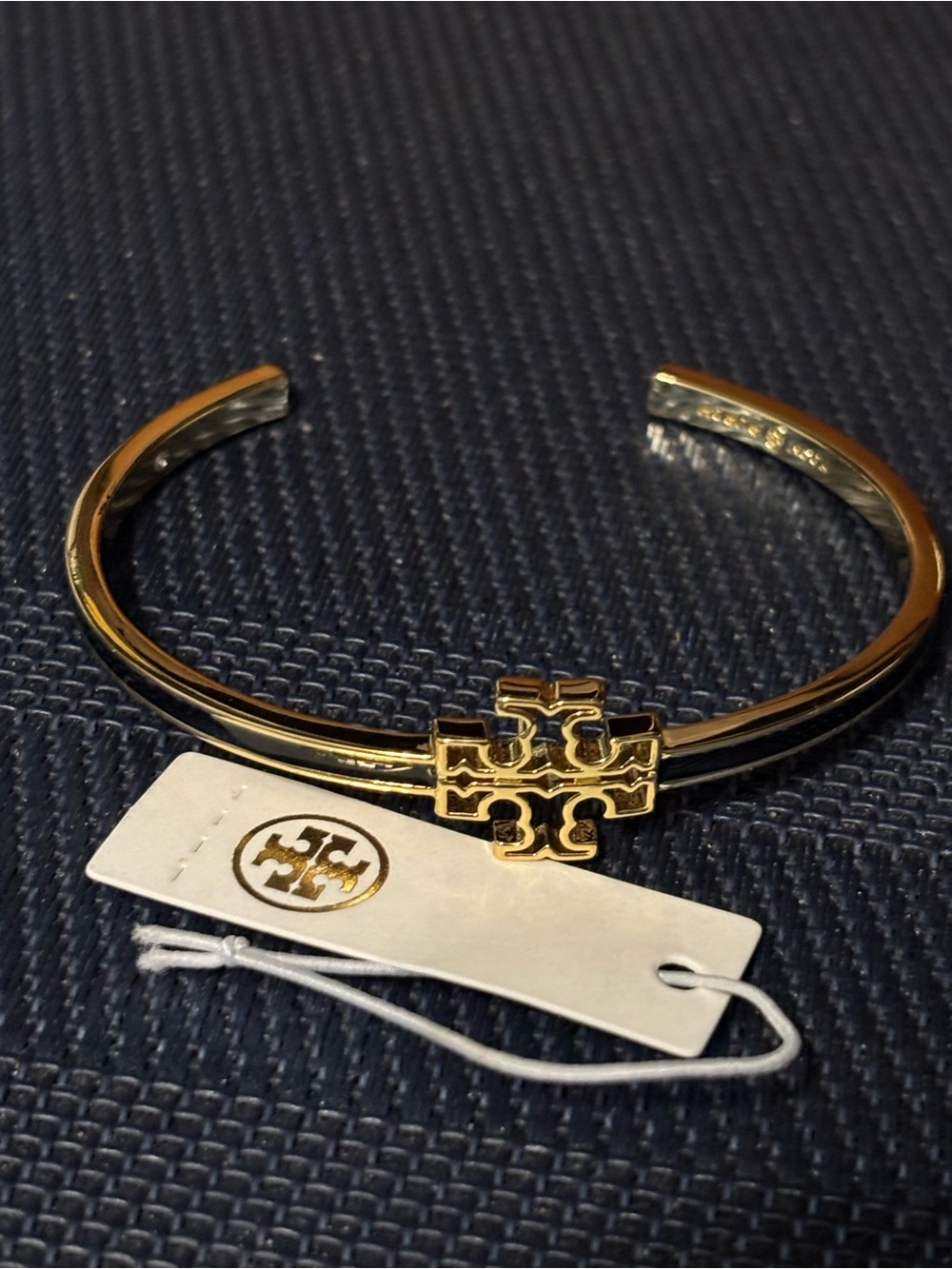 BNWT Tory Burch gold plated with black enamel cuff